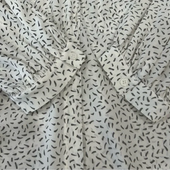 Lafayette 148 NY 100%Silk Sheer Blouse womens sz medium White Black Career Chic - Picture 5 of 10